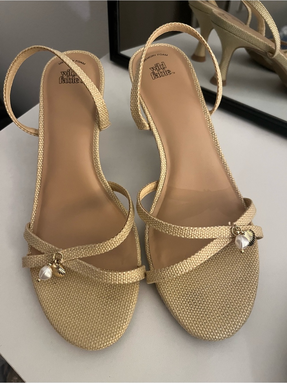 wild fable Gold Textured Strappy Heels with Charm